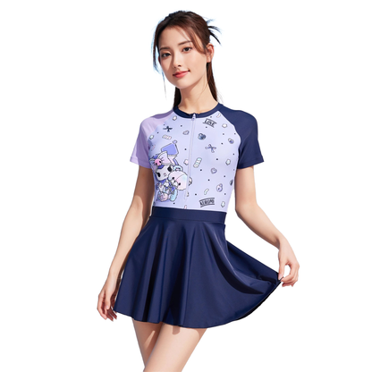 ZOKE女子休闲泳装戏水连体裙摆124601510