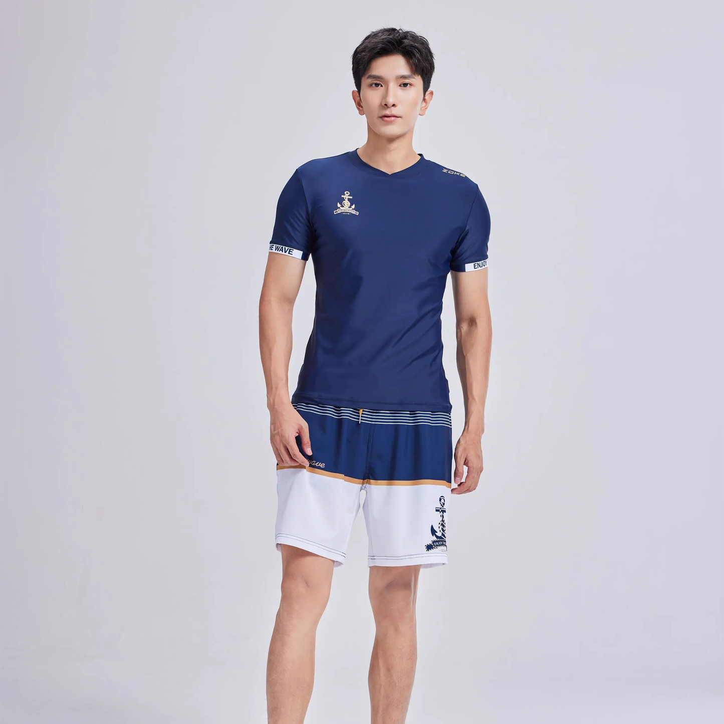 ZOKE男子休闲泳装戏水短袖上衣125608101